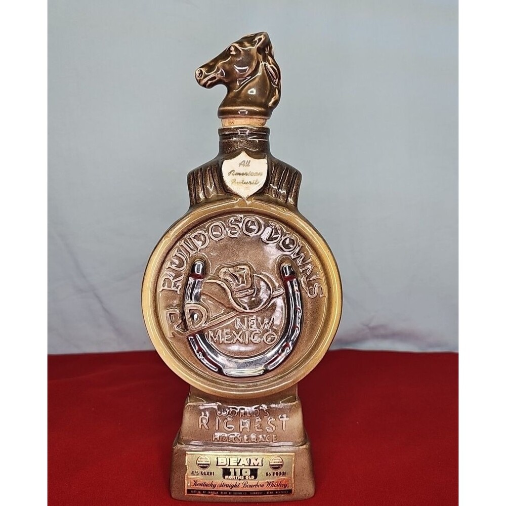 HorseRace Decanter Bottle 1968 JIM BEAM New Mexico VTG Ruidoso Downs